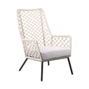 Metal Outdoor Dining Chair With Gray Cushion - Beige