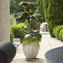 Uttermost Ridgehaven Textured Outdoor Planter – White faux-stone finish, vertical ridges, magnesium oxide material, safe for outdoor use 