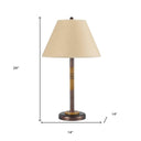 Rustic Metal Table Lamp With Brown Empire Shade - Bronze And Oak - HomeRoots - Table Lamps - Elite Enclave Home