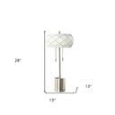 Metal Table Lamp With Geometric Laser Cut Metal Shade - Silver