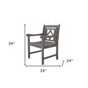 Solid Wood Indoor Outdoor Arm Chair - Gray