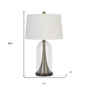 29" Metal Table Lamp With Empire Shade - Clear White
