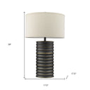 Metal Column Lamp With Off-White Drum Shade - Black