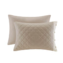 Breanna - Queen 4 Piece Reversible Tailored Bedspread Set - Khaki