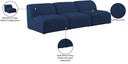 Miramar - 3 Seat Armless Modular Sofa - Meridian Furniture - Stationary Sectionals - Elite Enclave Home