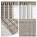 Anaheim - 50"x 95" Plaid Faux Leather Tab Top Curtain Panel With Fleece Lining - Brown - Madison Park - Curtains & Drapes - Elite Enclave Home