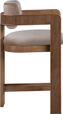 Sacha - Velvet Stool With Brown Base - Meridian Furniture - Counter Height (24" - 27") - Elite Enclave Home