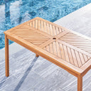 Eucalyptus Slat Wood Straight Outdoor Dining Table With Umbrella Hole - Natural