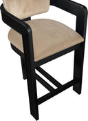 Sacha - Velvet Stool With Black Base - Meridian Furniture - Counter Height (24" - 27") - Elite Enclave Home
