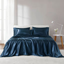 Satin - 6 Piece California King Luxury Sheet Set - Midnight Blue