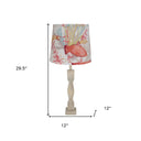 Solid Wood Table Lamp Coastal With Fish Empire Shade - Distressed Natural