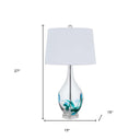27" Glass Table Lamp With Empire Shade - Clear White