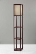 Column Floor Lamp With Beige Square Shade - Brown - HomeRoots - Floor Lamps - Elite Enclave Home