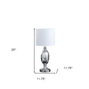 Metal Urn Table Lamp With White Drum Shade - Silver