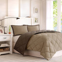 Larkspur - 3M Scotchgard Diamond Quilting Reversible Down Alternative Comforter Set - Brown / Sand