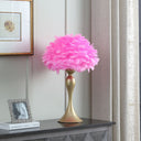 Glam Feather And Gold Table Lamp - Hot Pink