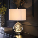 Translucent Glass Globe LED Table Lamp With Drum Shade - Nickel White