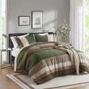 Boulder Stripe - Twin/Twin Long Pieced Comforter Set - Green