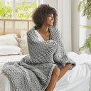 Chunky Double Knit - Handmade Throw - Gray - Madison Park - Throws - Elite Enclave Home