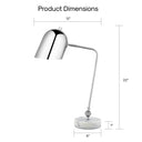 22" Iron Desk Table Lamp With Silver Metallic Bell Shade - Silver Metallic