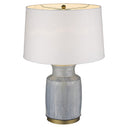 Ceramic Table Lamp With White Empire Shade - Gray