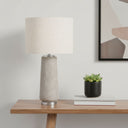 Cylinder Table Lamp With Ivory Drum Shade - Gray And Silver - HomeRoots - Table Lamps - Elite Enclave Home