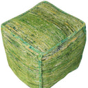 Recycled Silk And Cotton Blend Cube Pouf Ottoman - Green - HomeRoots - Accent Poufs - Elite Enclave Home
