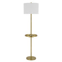 Tray Table Floor Lamp With White Drum Shade - Nickel - HomeRoots - Floor Lamps - Elite Enclave Home