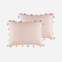 Tessa - Twin Tassel Comforter Set With Heart Shaped Throw Pillow - Blush