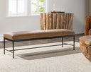Madeleine - Leather Bench - Taupe - Classic Home - Upholstered Benches - Elite Enclave Home