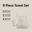 800GSM - 8 Piece Antimicrobial Towel Set - Cream - Madison Park Signature - Towel Sets - Elite Enclave Home