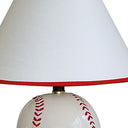 Ceramic Baseball Sports Table Lamp With White And Red Empire Shade - White And Red