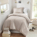 Logan - Twin/Twin Long Striped Duvet Set - Neutral