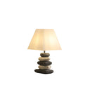 Bedside Table Lamp With Off-White Empire Shade - Gray