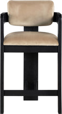 Sacha - Velvet Stool With Black Base - Meridian Furniture - Counter Height (24" - 27") - Elite Enclave Home