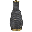 Ceramic Column Lamp With White Drum Shade - Gray And Gold
