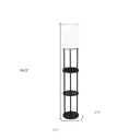 Wood Floor Lamp With Circular USB Charging Station Shelf - Black - HomeRoots - Floor Lamps - Elite Enclave Home