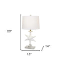 Coastal Star Fish Table Lamps Coastal With White Drum Shades (Set of 2) - Clear And White