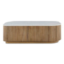 Arik - Marble Top Coffee Table - White / Woodtone