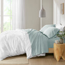 Peached Percale - Queen Sheet Set - Aqua