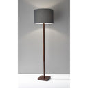Solid Wood Floor Lamp With Dark Gray Fabric Drum Shade - Brown - HomeRoots - Floor Lamps - Elite Enclave Home