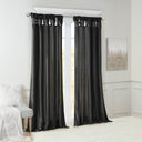 Emilia - Faux Silk Twist Tab Lined Window Curtain Panel - Black - Madison Park - Curtains & Drapes - Elite Enclave Home