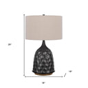 Metal Table Lamp With Brown Drum Shade - Gray