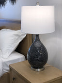 Glass Geometric Table Lamp With White Empire Shade (Set of 2) - Gray