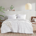 Porter - Queen Soft Washed Pleated Comforter Set - White