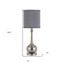 Metal Round Table Lamp With Gray Cone Shade - Nickel - HomeRoots - Table Lamps - Elite Enclave Home