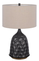 Metal Table Lamp With Brown Drum Shade - Gray