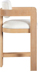 Sacha - Linen Stool With Natural Base - Meridian Furniture - Counter Height (24" - 27") - Elite Enclave Home