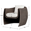 Uttermost Tropic Outdoor Lounge Chair – woven all-weather wicker frame in textured mocha with oyster white solution-dyed acrylic cushions