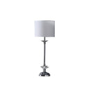 Metal Table Lamp With White Globe Shade - Silver
